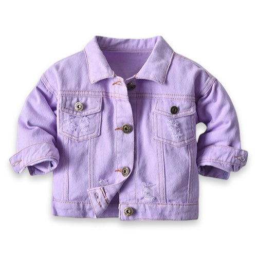 Kids Distressed Colour Denim Jacket  kids clothing YAG Boutique