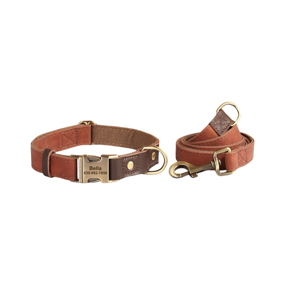 Classic PU Leather Personalised Pet Collar Duo Colour  pet accessories YAG Boutique