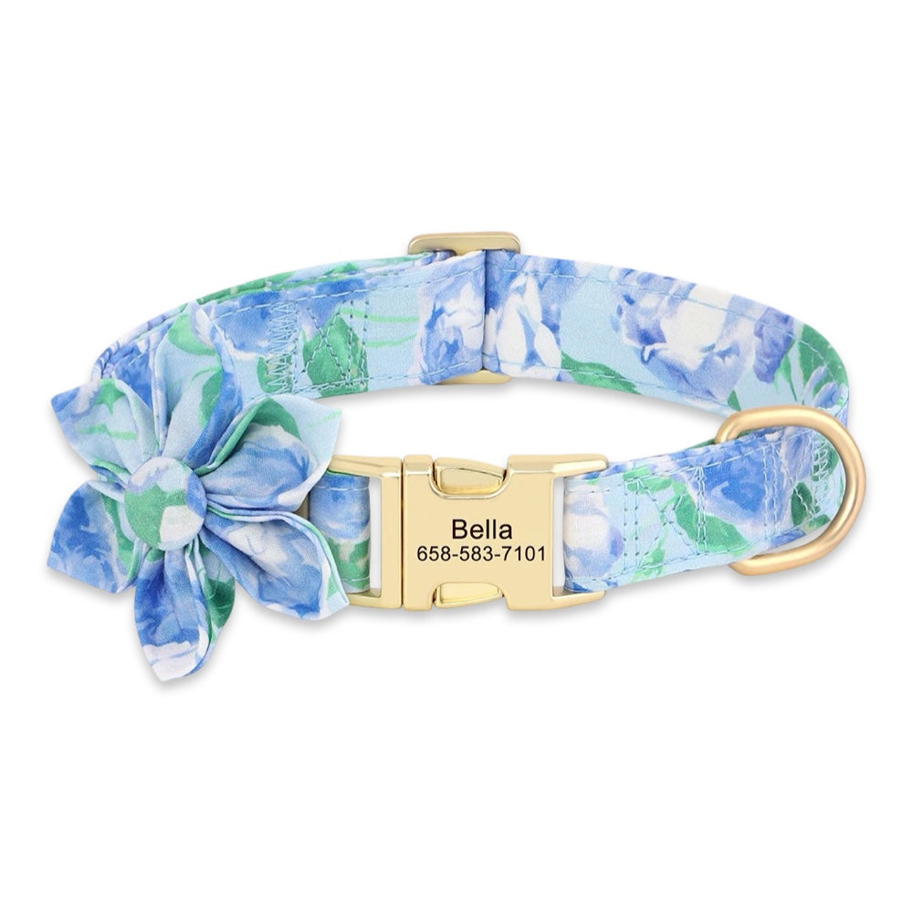 Personalised Floral Dog Collar  pet accessories YAG Boutique