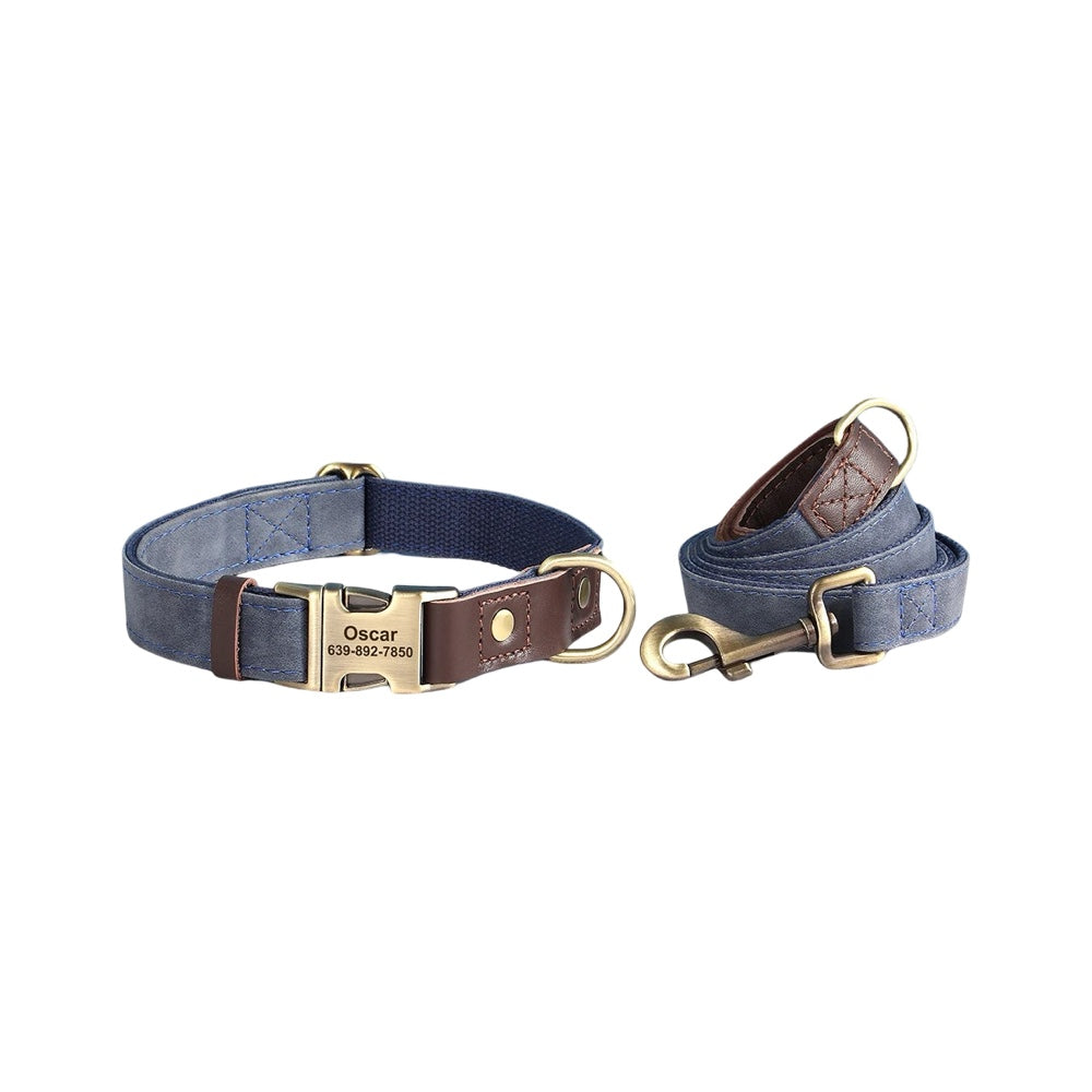 Classic PU Leather Personalised Pet Collar Duo Colour  pet accessories YAG Boutique